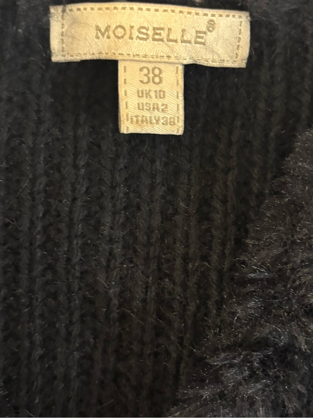 Moiselle Black Luxe Wool Knit Vest Quiet Luxury Dark Academia Boho Goth Size 2 - Picture 6 of 10